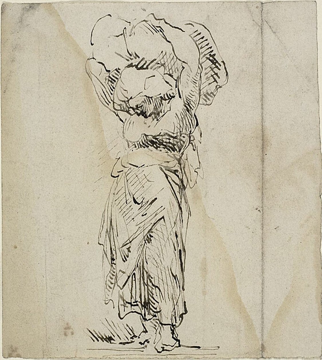 Figura femenina de pie portando un gran fardo de Jean Baptiste Carpeaux