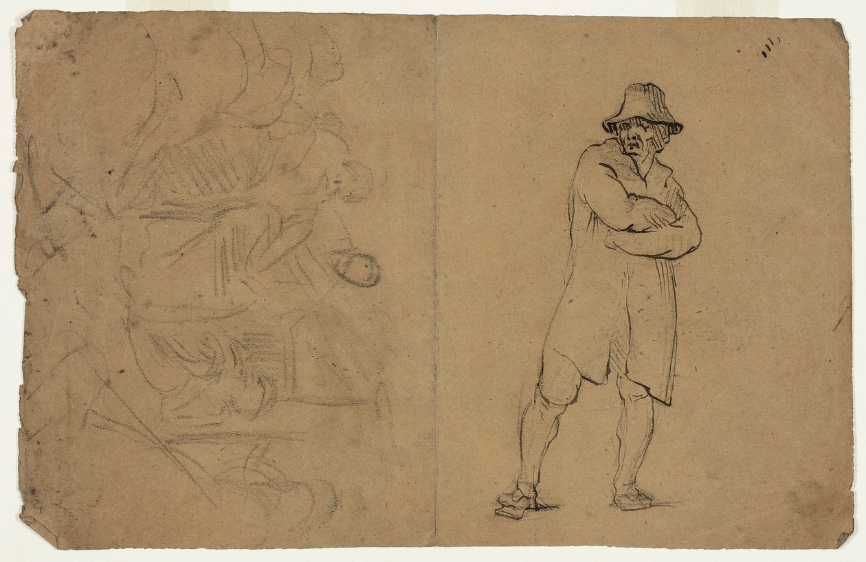 Dos bocetos: Hombre de pie con los brazos cruzados y Grupo de figuras de Jean Baptiste Carpeaux