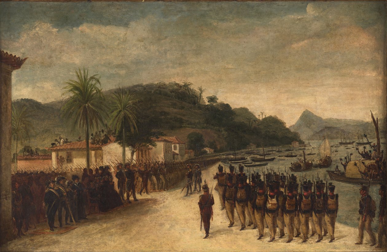 Embarque, en Praia Grande, de tropas destinadas al bloqueo de Montivideu. de Jean Baptiste Debret