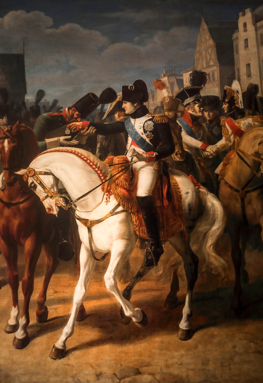 Napoleón entrega la cruz de la legión de honor a un soldado ruso en Tilsitt 1808 (óleo sobre lienzo) de Jean Baptiste Debret