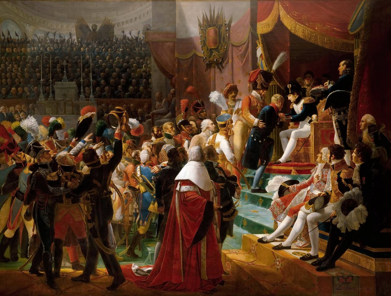 Primera distribución de las condecoraciones de la Legión de Honor en la iglesia de los Inválidos, 14 de julio de 1804 de Jean Baptiste Debret