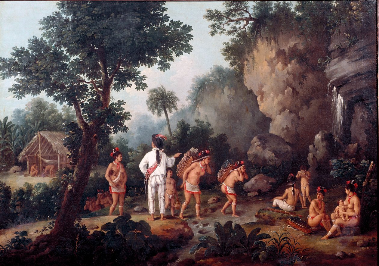 Esclavitud; “caza de esclavos” familias indígenas (¿de Brasil?) son capturadas por traficantes de esclavos. Pintura de Jean Baptiste Debret (1768-1848). Museo de Sao Paulo, Brasil. de Jean Baptiste Debret