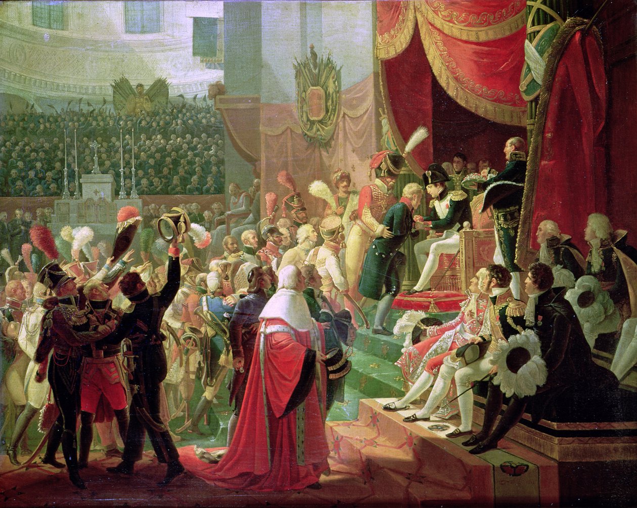 La Primera Distribución de Cruces de la Legión de Honor en la Iglesia de los Inválidos, 14 de julio de 1804, 1812 de Jean Baptiste Debret