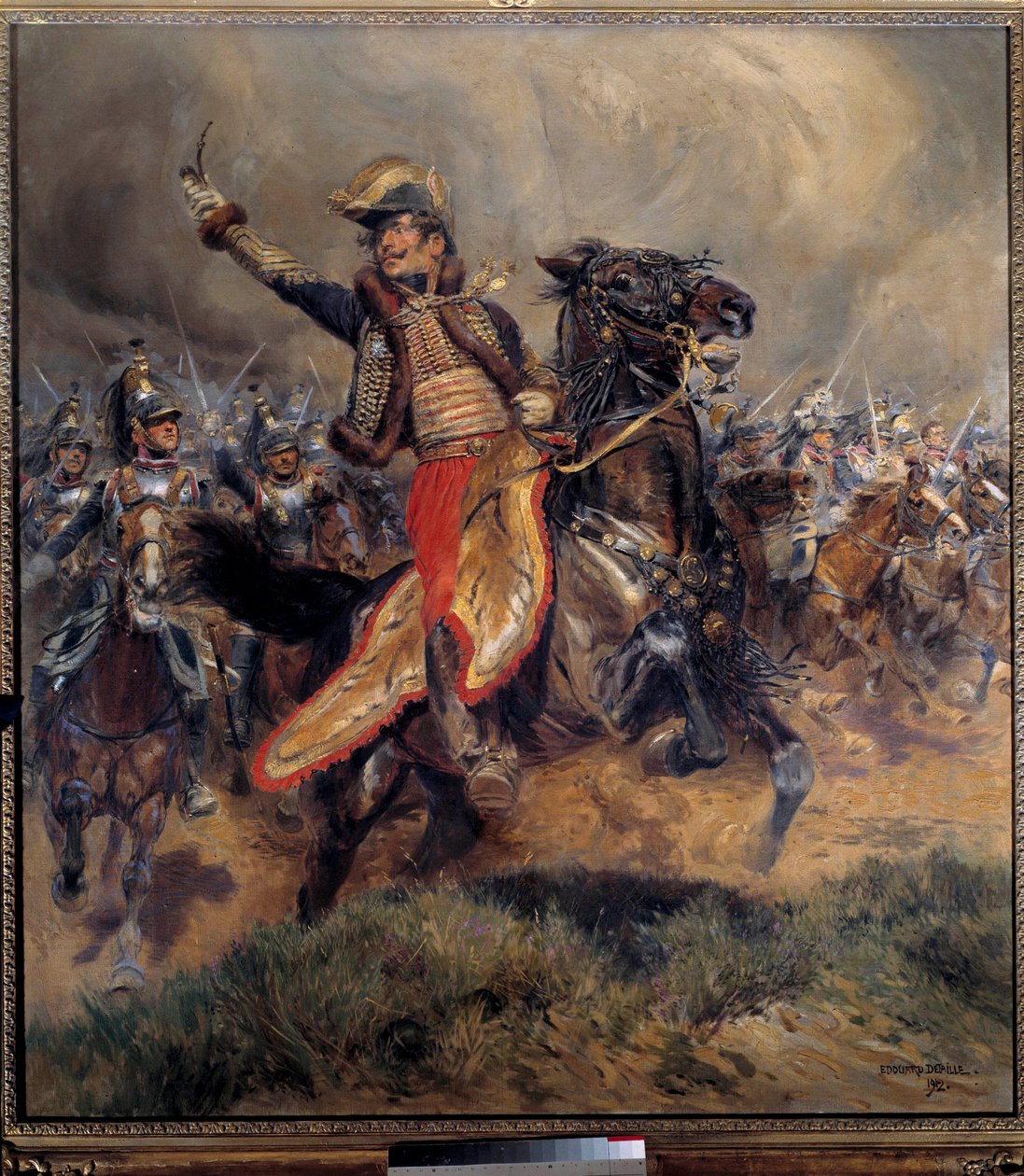 Guerra Napoleónica: "El último puesto del General Antoine Charles Conde de Lasalle (1775-1809), muerto en Wagram el 6 de julio de Jean Baptiste Edouard Detaille