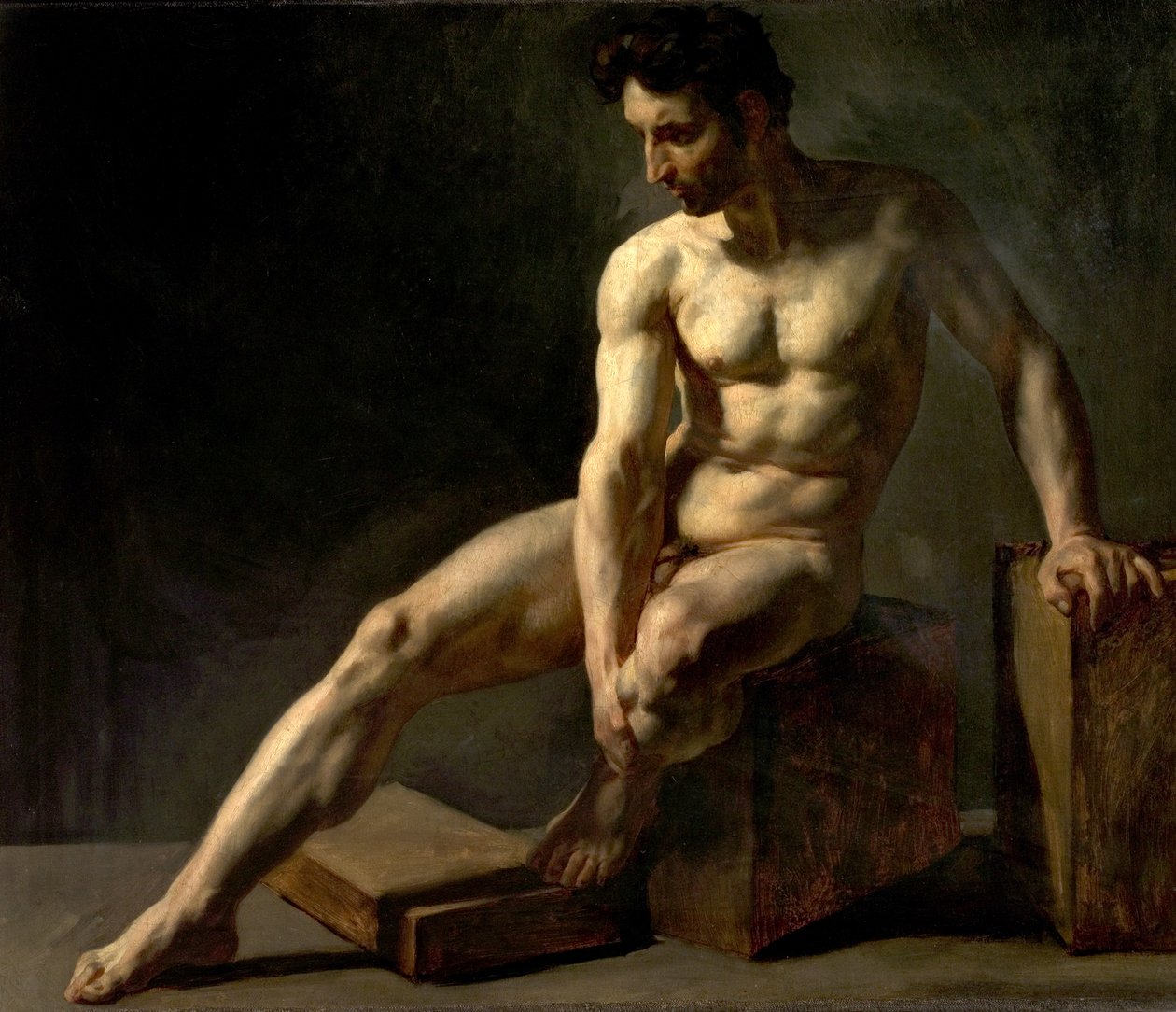 Desnudo masculino sentado de Jean Baptiste Edouard Detaille