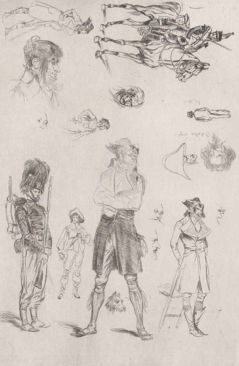 Hoja de bocetos, 1868 de Jean Baptiste Edouard Detaille