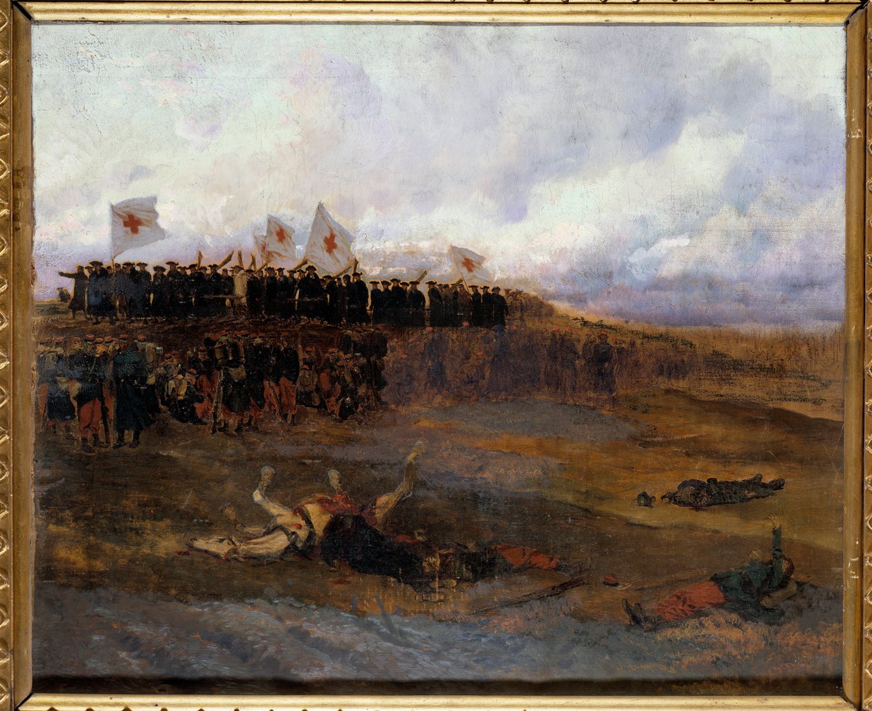 Sitio de París 1870: “los hermanos de las escuelas de doctrina cristiana se dirigen al campo de batalla” de Jean Baptiste Edouard Detaille