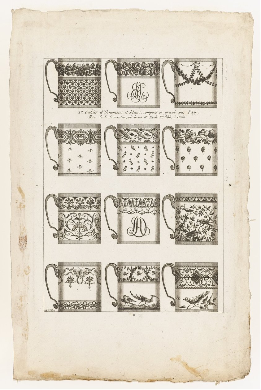 Diseños para Tazas de Chocolate, Lámina 1 del 1er Cahier d