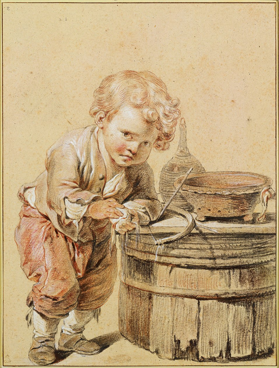 Niño con un huevo roto, ca 1756 de Jean Baptiste Greuze