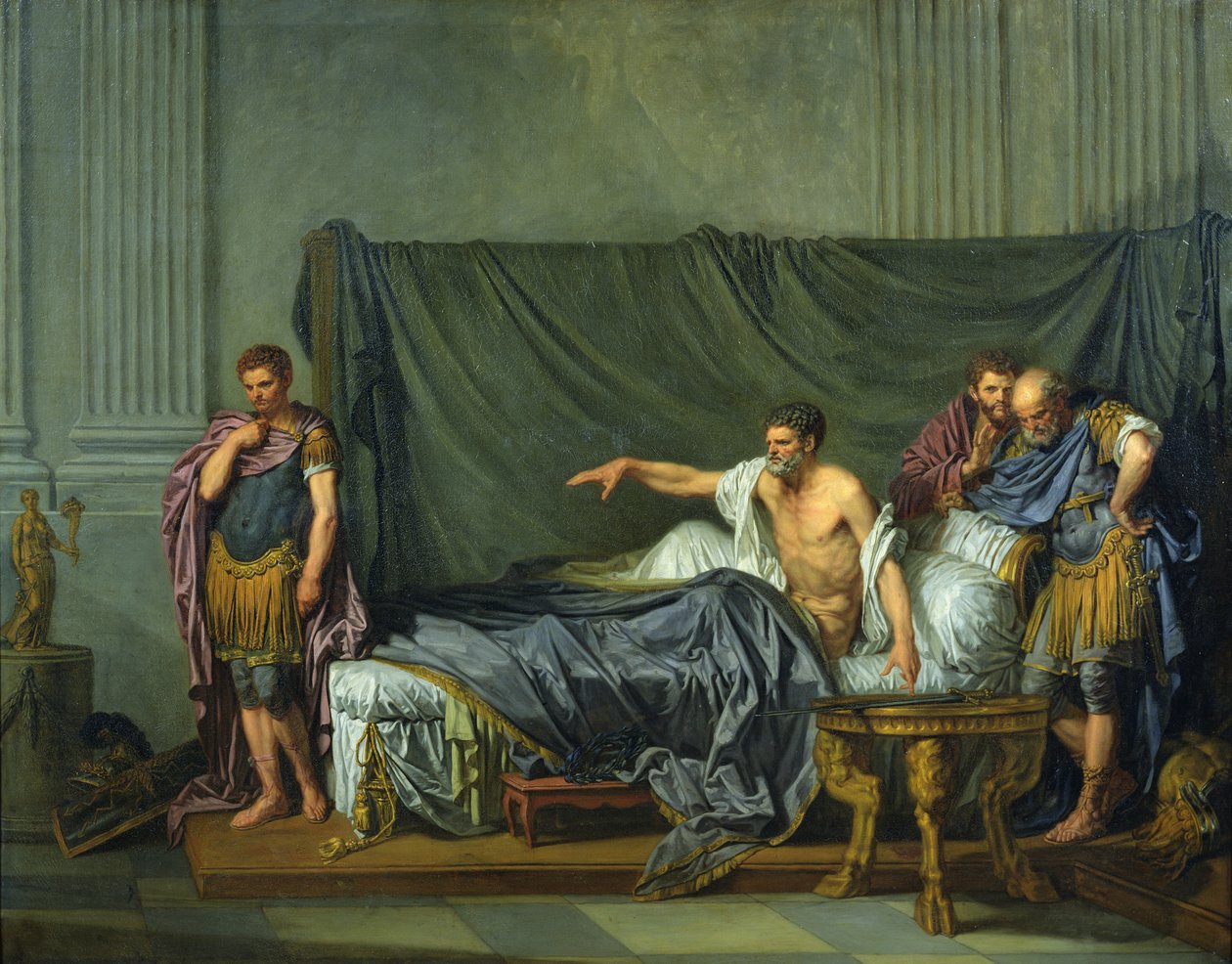 El emperador Severo reprendiendo a su hijo, Caracalla, por querer asesinarlo, 1769 de Jean Baptiste Greuze