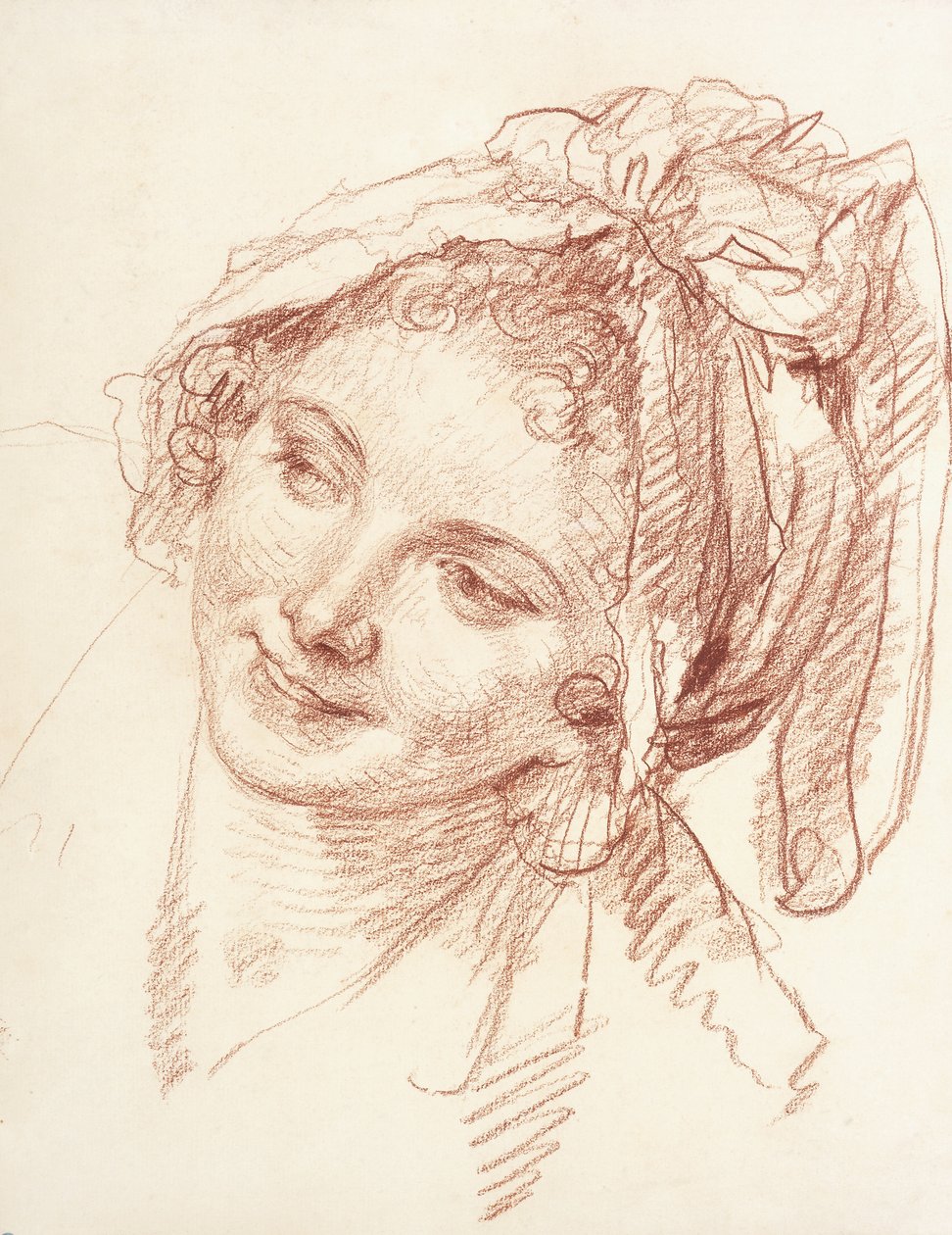 La cabeza de una joven inclinada a la izquierda de Jean Baptiste Greuze