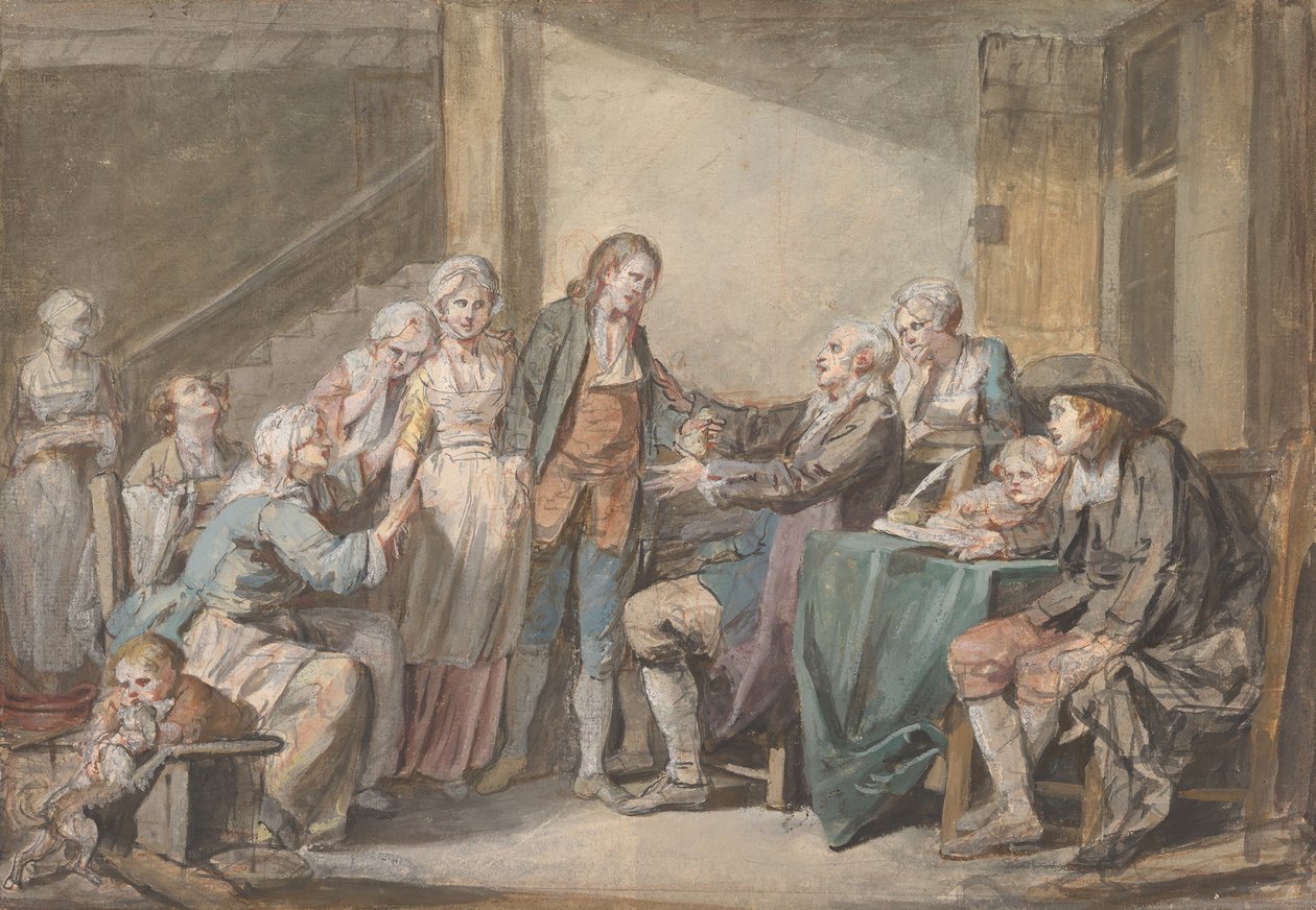 El contrato de matrimonio, ca. 1761 de Jean Baptiste Greuze