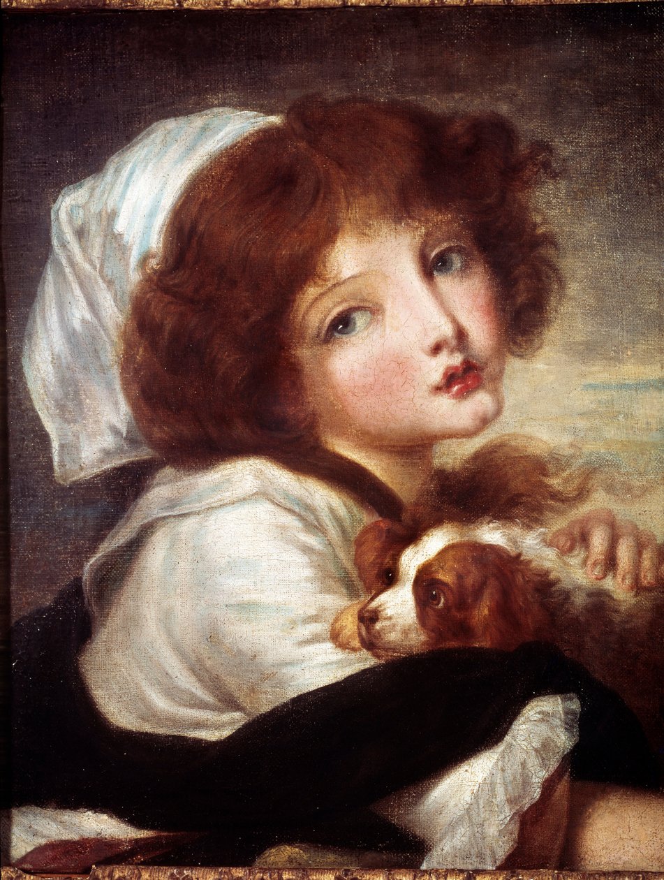 Niña con perrito de Jean Baptiste Greuze