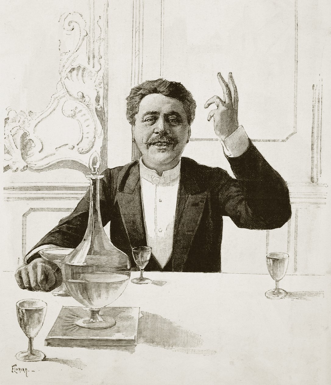 Retrato de Henry Becque (1837-1899), dramaturgo francés - tumba de Florian según Jean-Baptiste Guth (1883-1921) - Publicado en Revue illustree, hacia 1890 de Jean Baptiste Guth