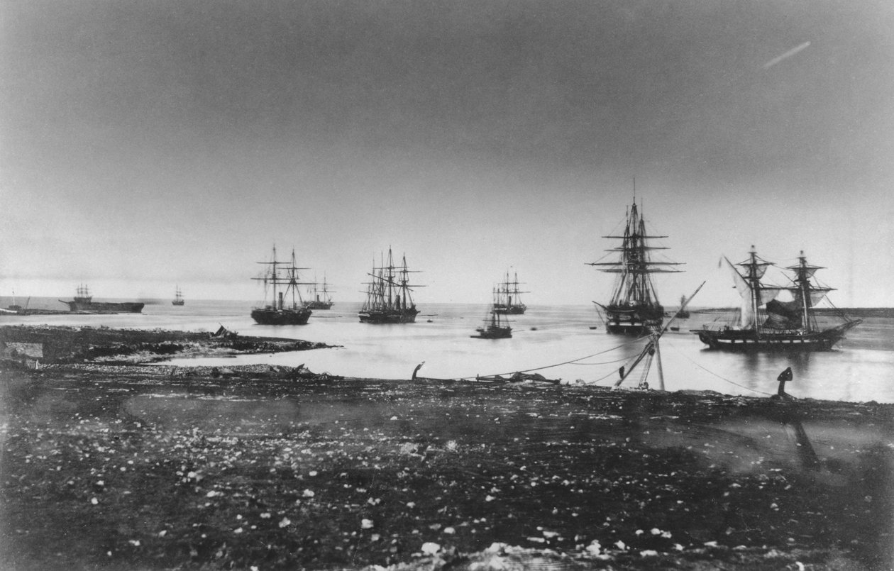 Guerra de Crimea, escuadrón francés, entrada al puerto, 1855 de Jean Baptiste Henri Durand Brager