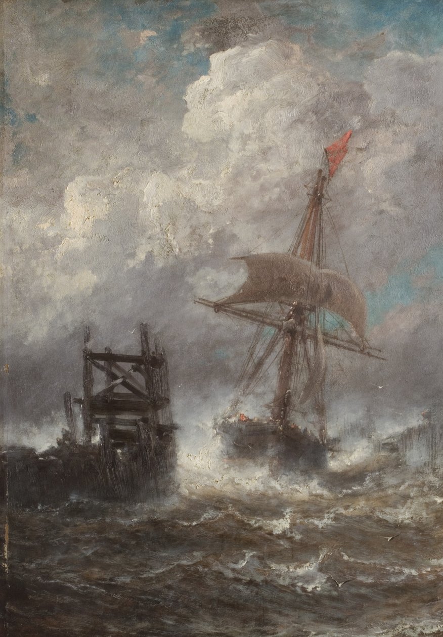 Marina con barco, 1870 de Jean Baptiste Henri Durand Brager