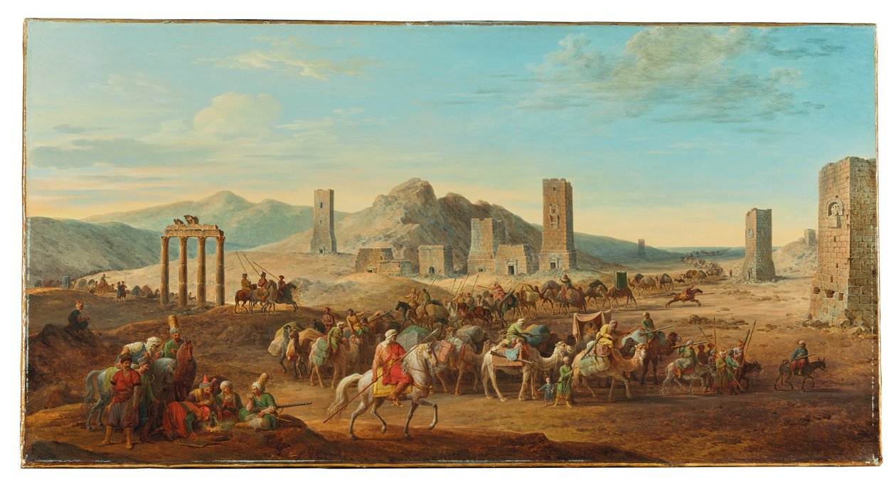 Dos Caravanas en la Entrada al Valle que Conduce a Palmira de Jean-Baptiste Hilair