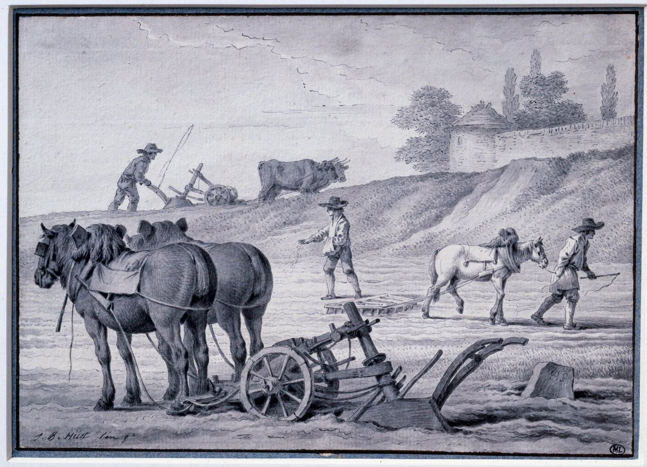 Agricultura: escena de arado de Jean Baptiste Huet