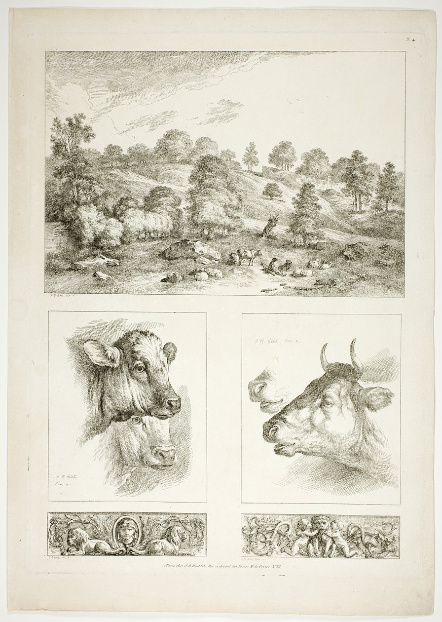 Placa Cuatro de 38 de Oeuvres de J. B. Huet de Jean Baptiste Huet