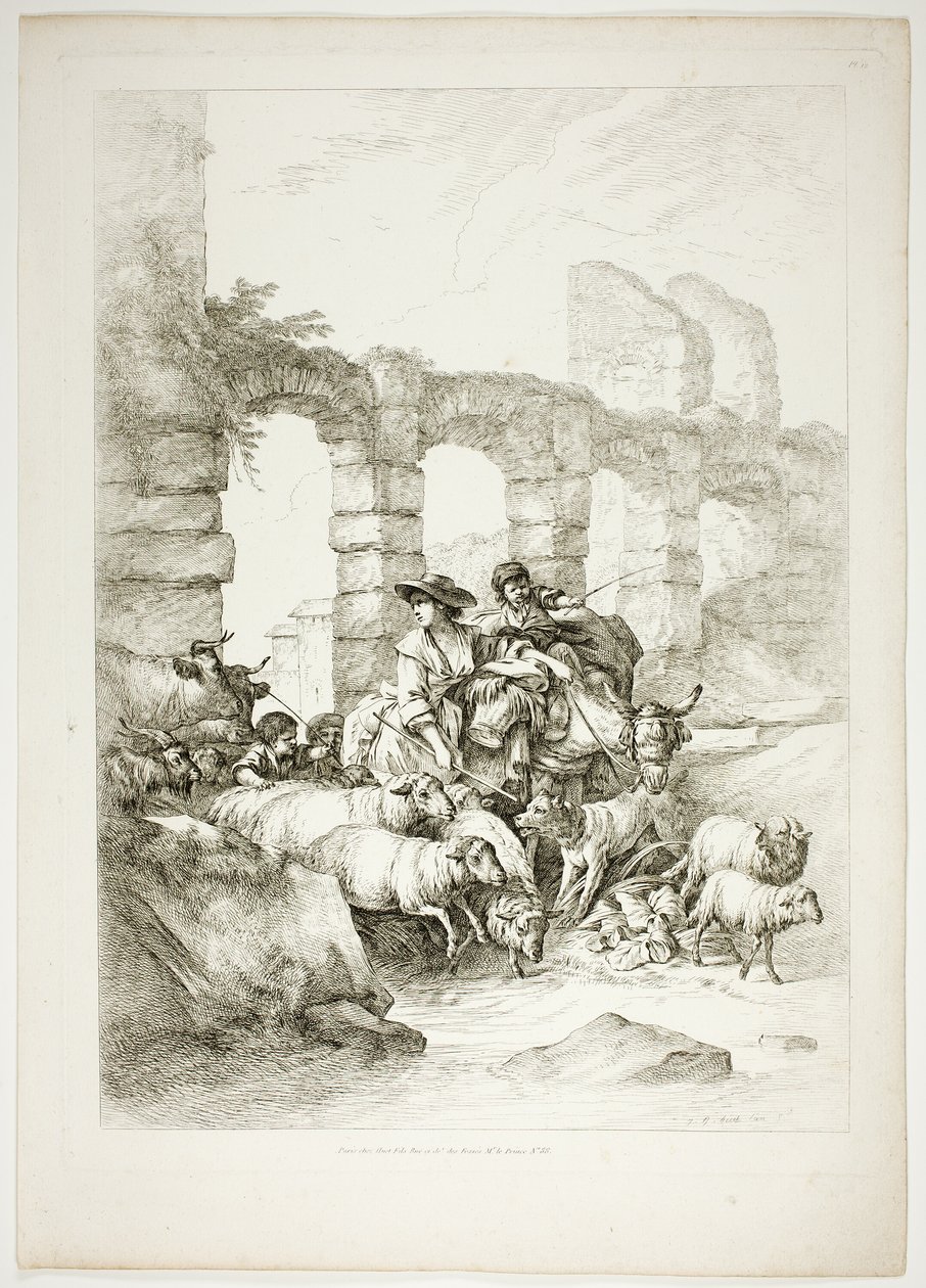 Placa doce de 38 de Oeuvres de J. B. Huet de Jean-Baptiste Huet