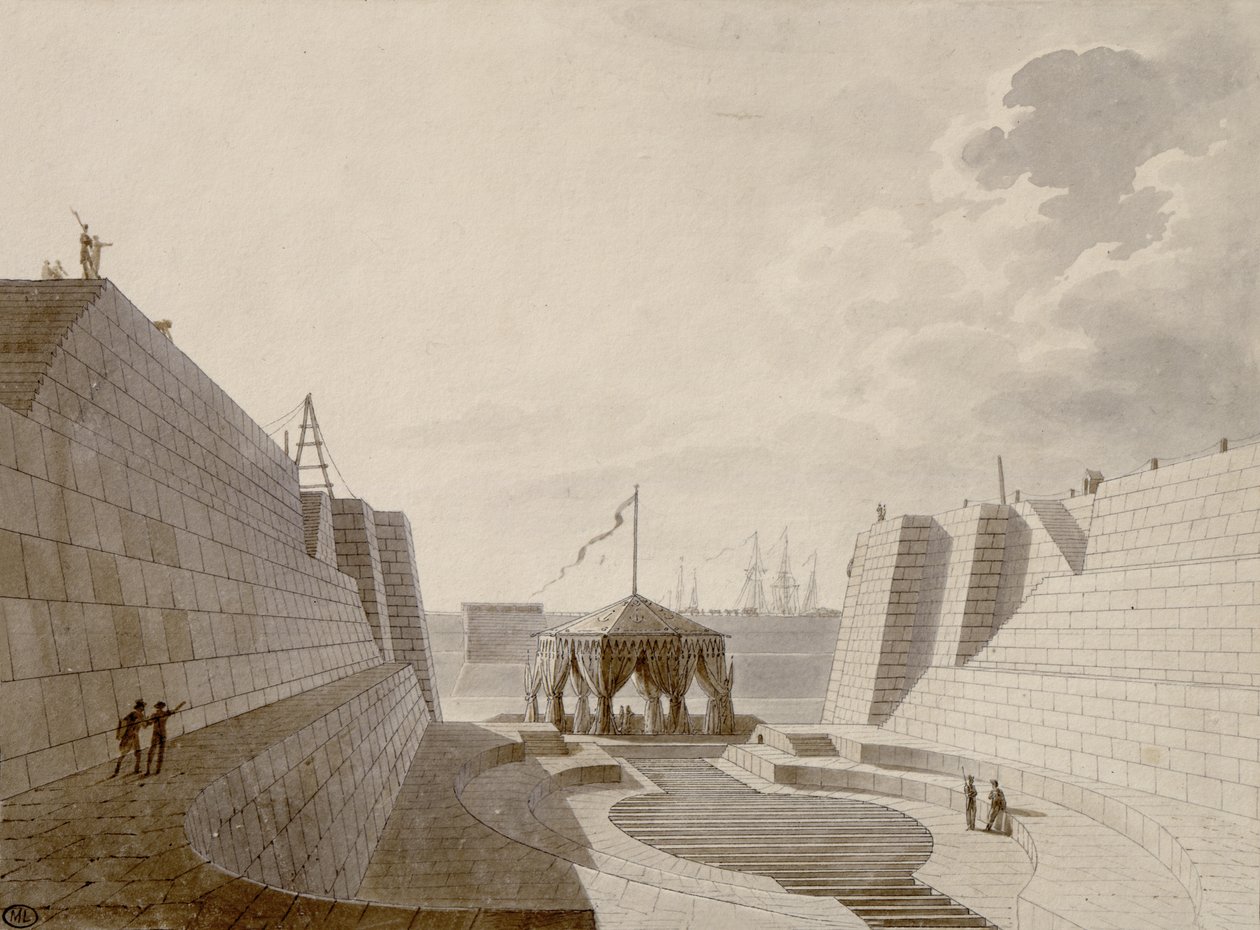 Dique Seco en Cherburgo, Julio 1813 de Jean Baptiste Isabey