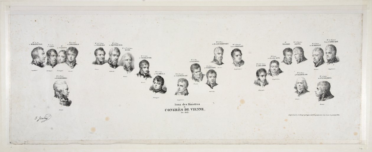 Nombres de los ministros del Congreso de Viena, en 1815, pub. 1815 de Jean Baptiste Isabey