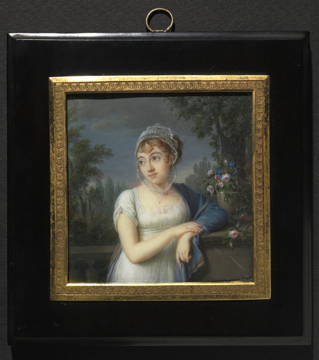 Retrato de una Mujer Cerca de una Balaustrada, 1804 de Jean Baptiste Jacques Augustin
