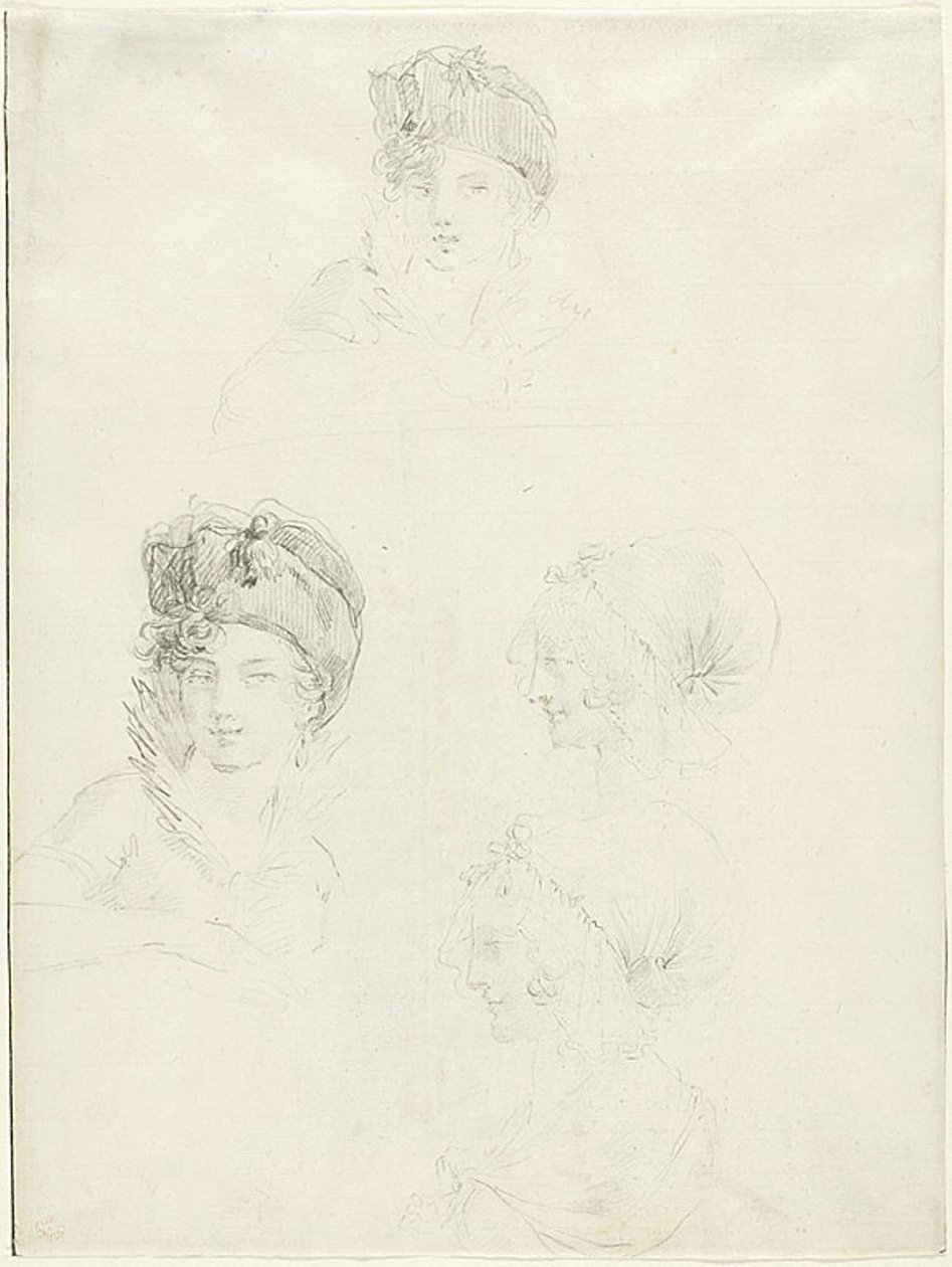 Cuatro bocetos de dos mujeres de Jean Baptiste Joseph Wicar