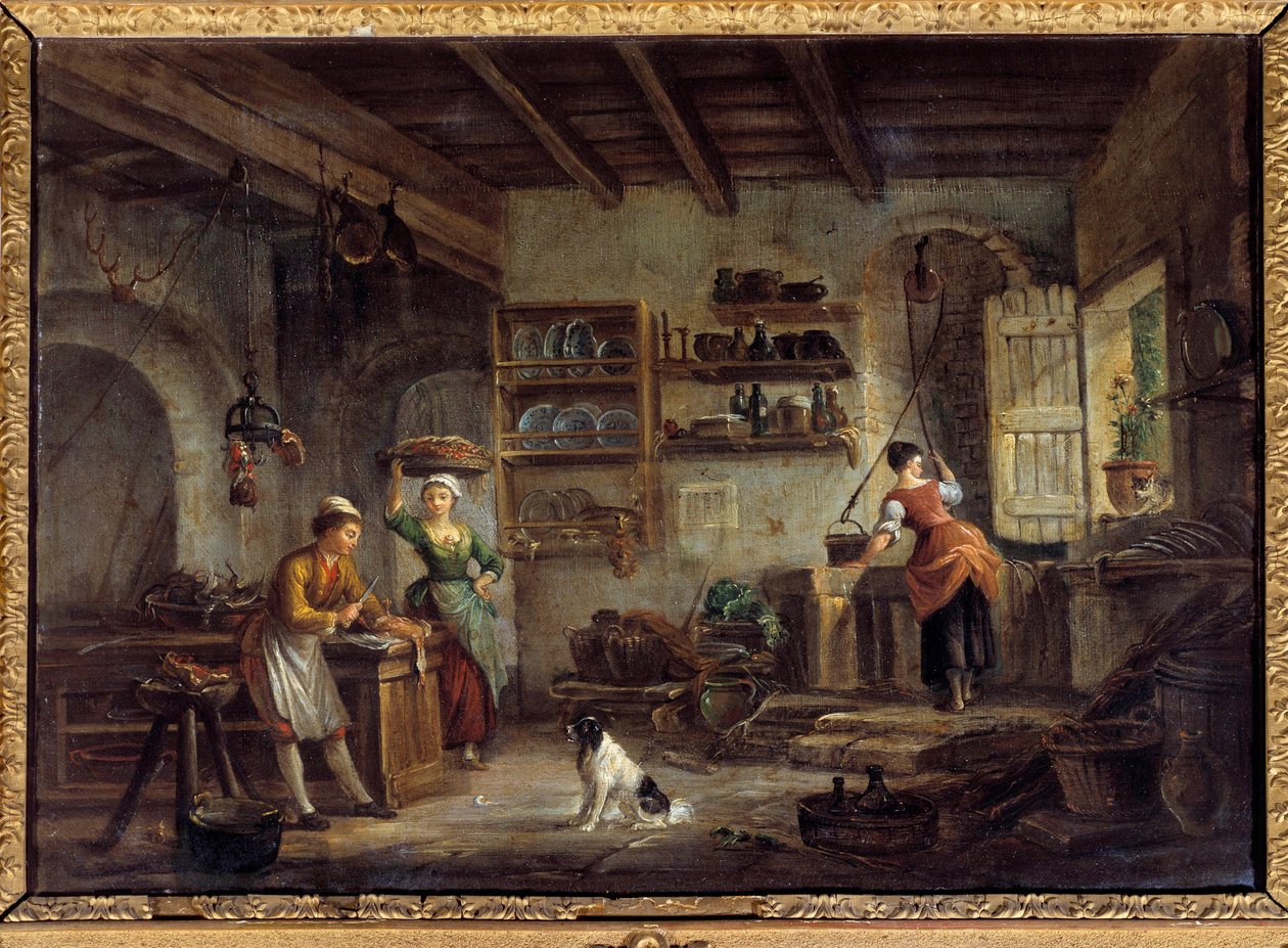 Interior de una cocina de Jean Baptiste Lallemand
