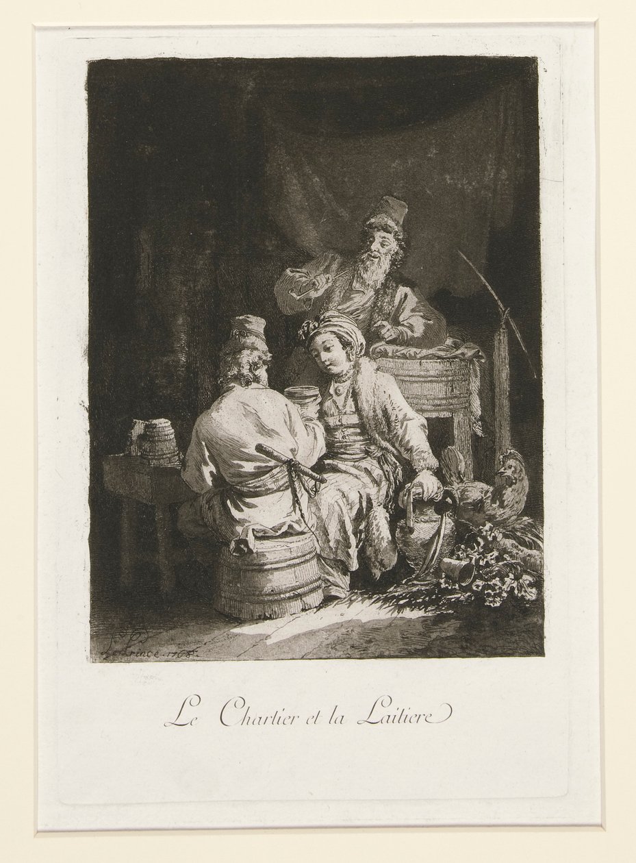 La vertu au cabaret (La virtud en el cabaret) y Le charretier et la laitiere (El carter y la lechera) de Jean Baptiste Le Prince