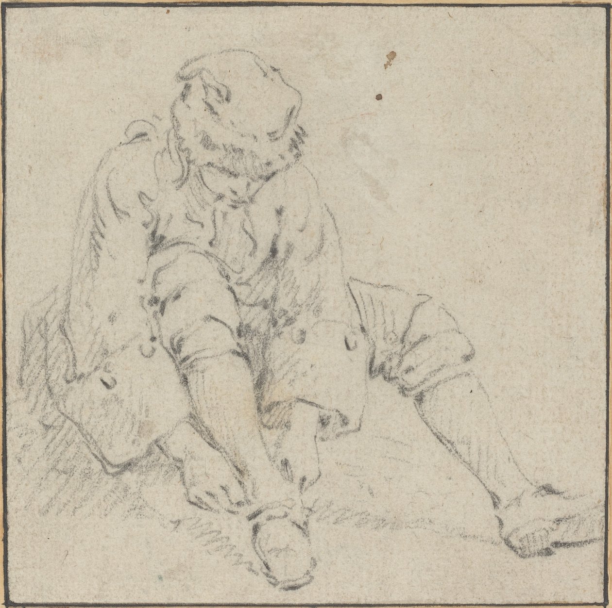 Hombre poniéndose el zapato de Jean Baptiste Le Prince