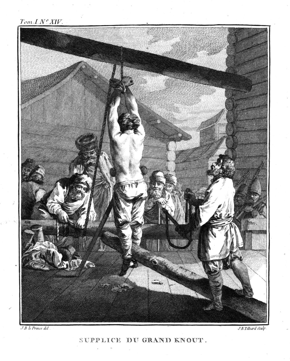 Castigo con un gran Knout. De Voyage en Sibérie, 1766 de Jean Baptiste Le Prince