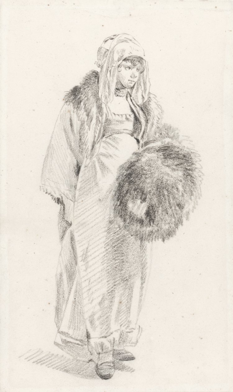 Mujer rusa con manguito de piel, entre 1758 y 1761 de Jean Baptiste Le Prince