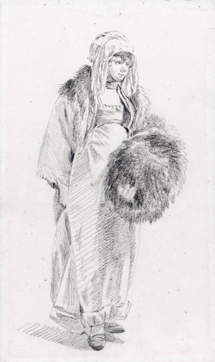 Mujer rusa con manguito de piel de Jean Baptiste Le Prince