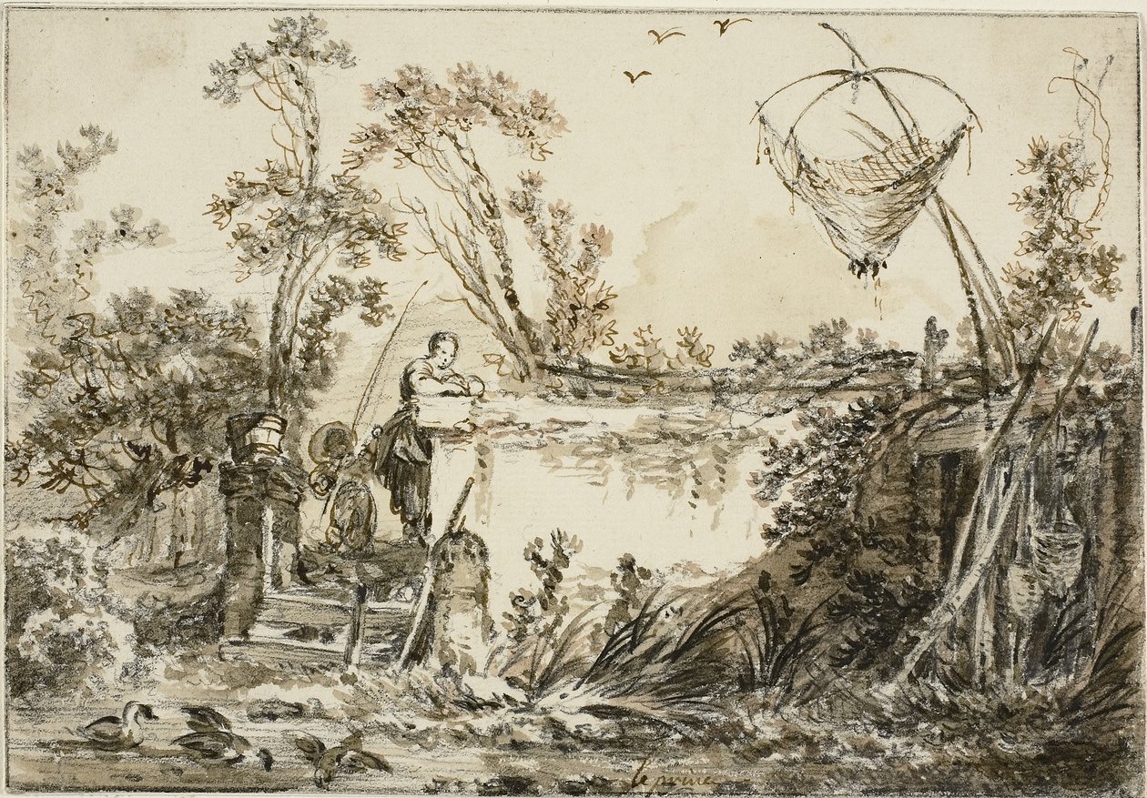 Estudio para el Frontispicio de Varie Vedute del Gentile, c.1755 de Jean Baptiste Le Prince