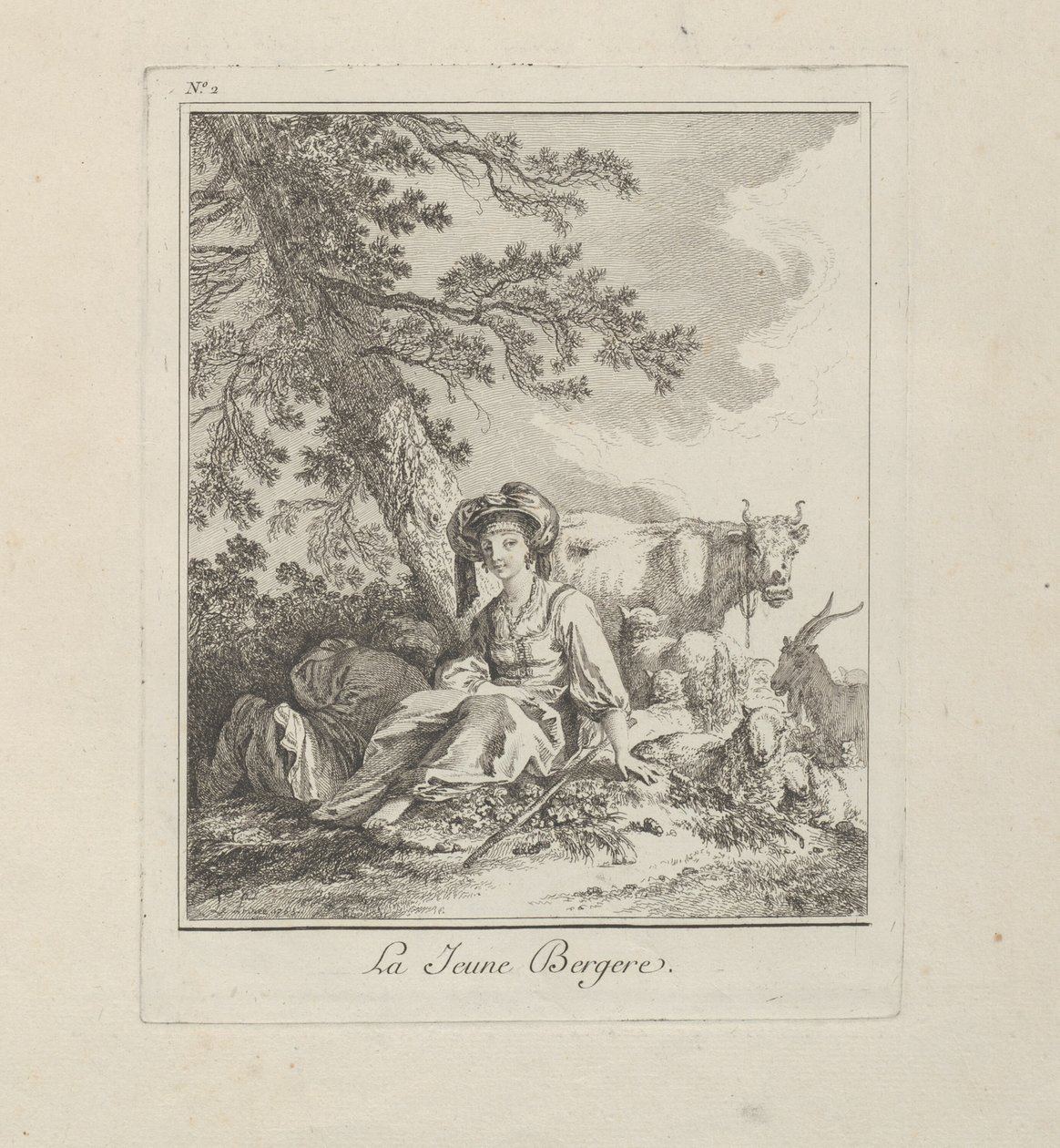 La joven pastora, placa dos de Divers Habillements des Peuples du Nord de Jean Baptiste Le Prince