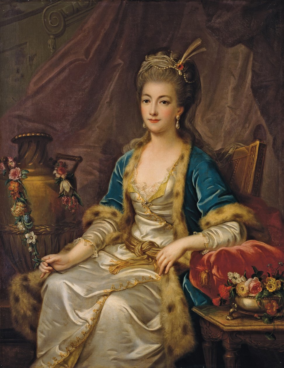 Retrato de una mujer sentada vestida "à la russe" de Jean Baptiste Leprince