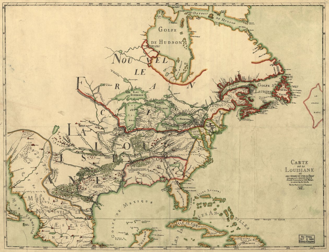 Mapa de Luisiana de Franquelin. LOC 2001620469 de Jean Baptiste Louis Franquelin