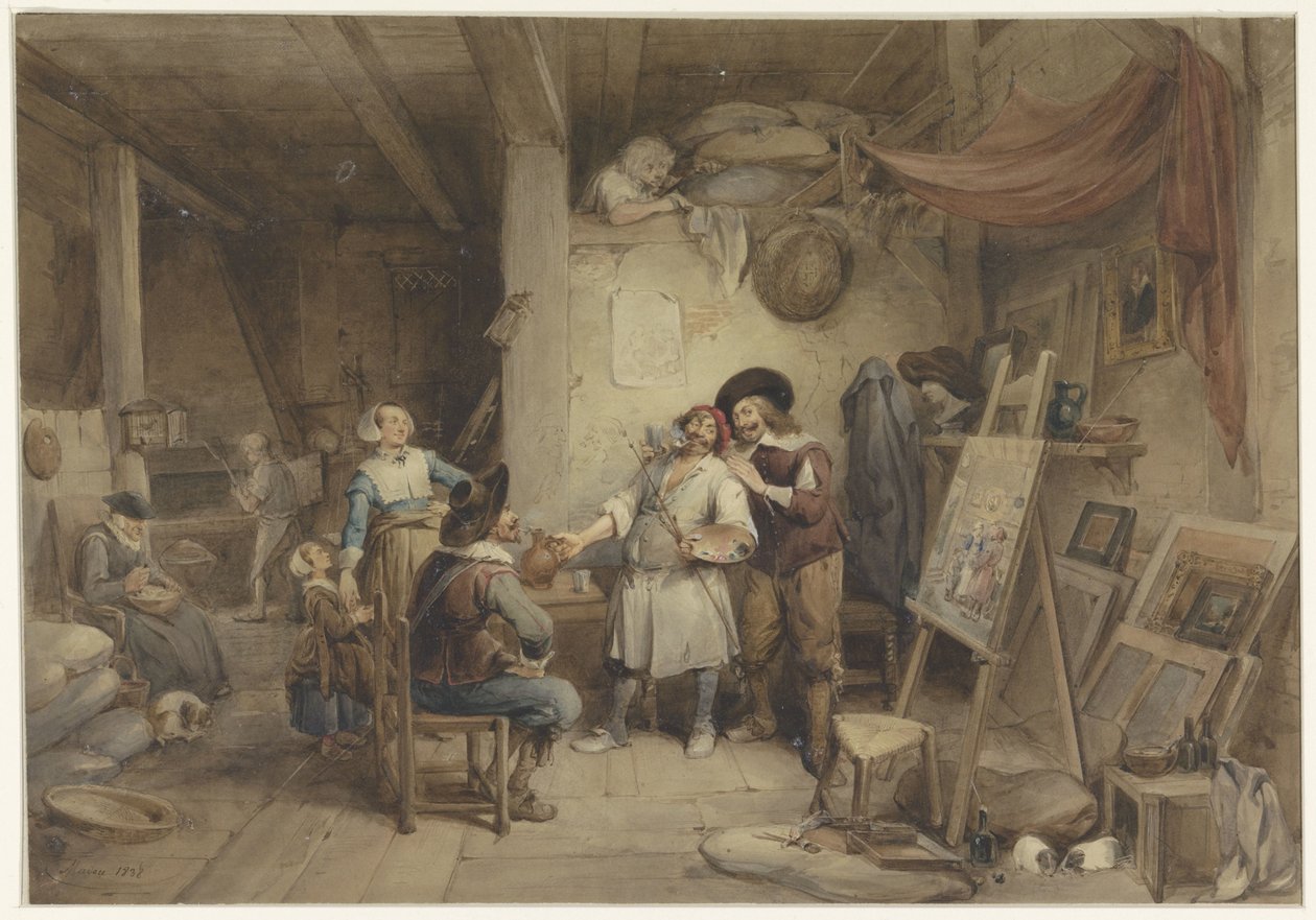 Adriaen Brouwer con su alumno J. van Craesbeek de Jean Baptiste Madou
