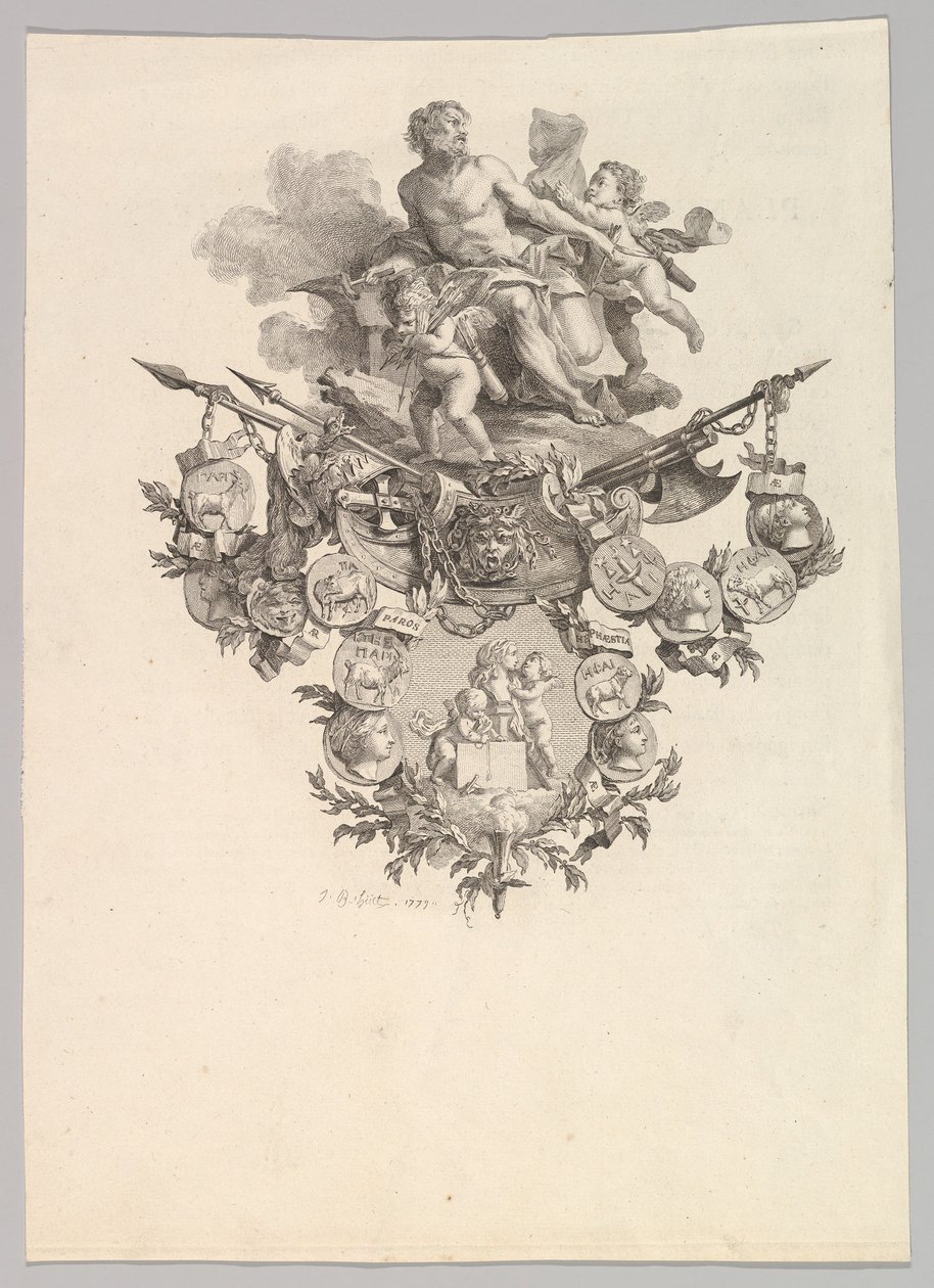 Viñeta con Hefesto y Putti, 1779 de Jean Baptiste Marie Huet