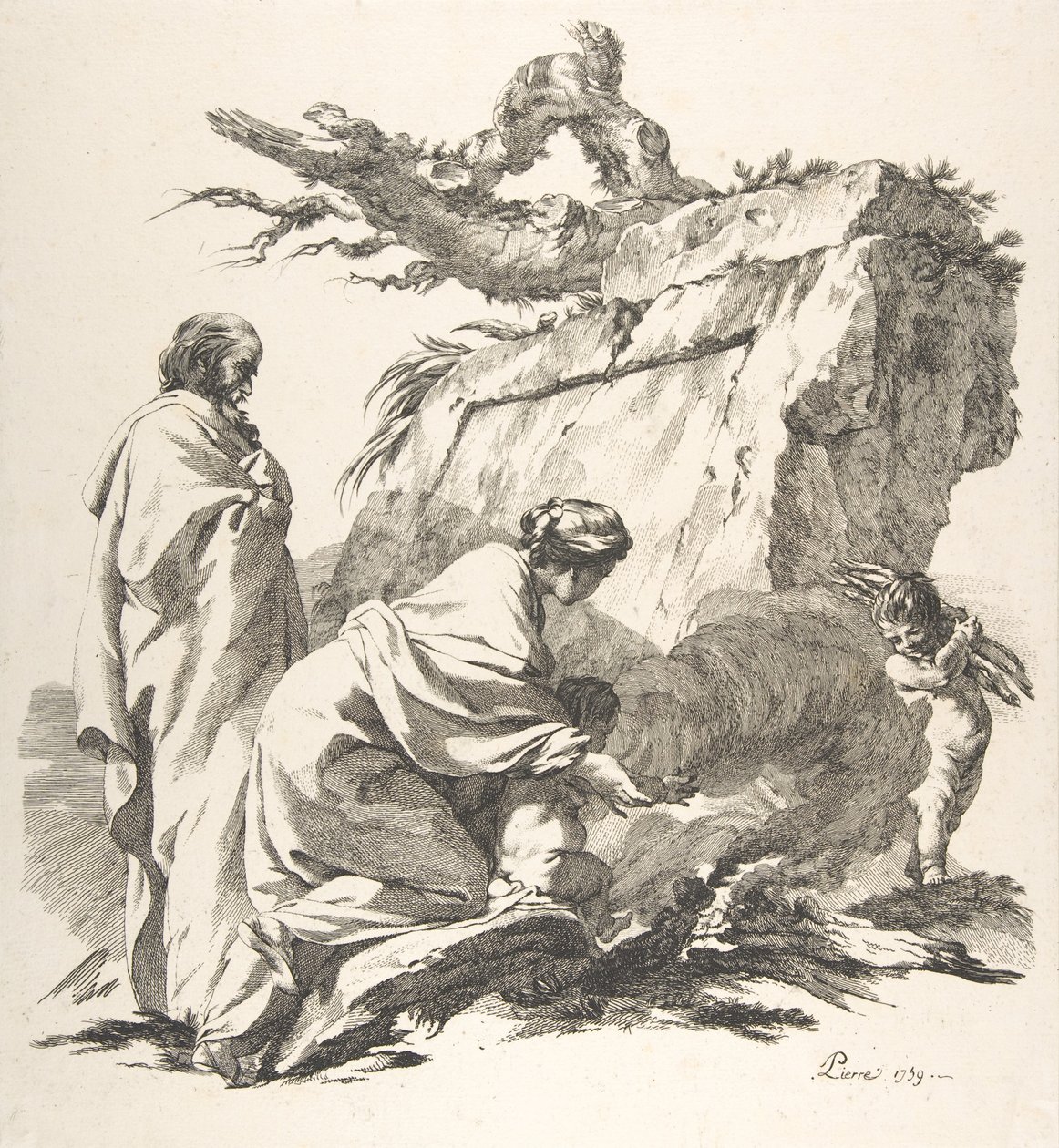 Huida a Egipto, 1759 de Jean Baptiste Marie Pierre