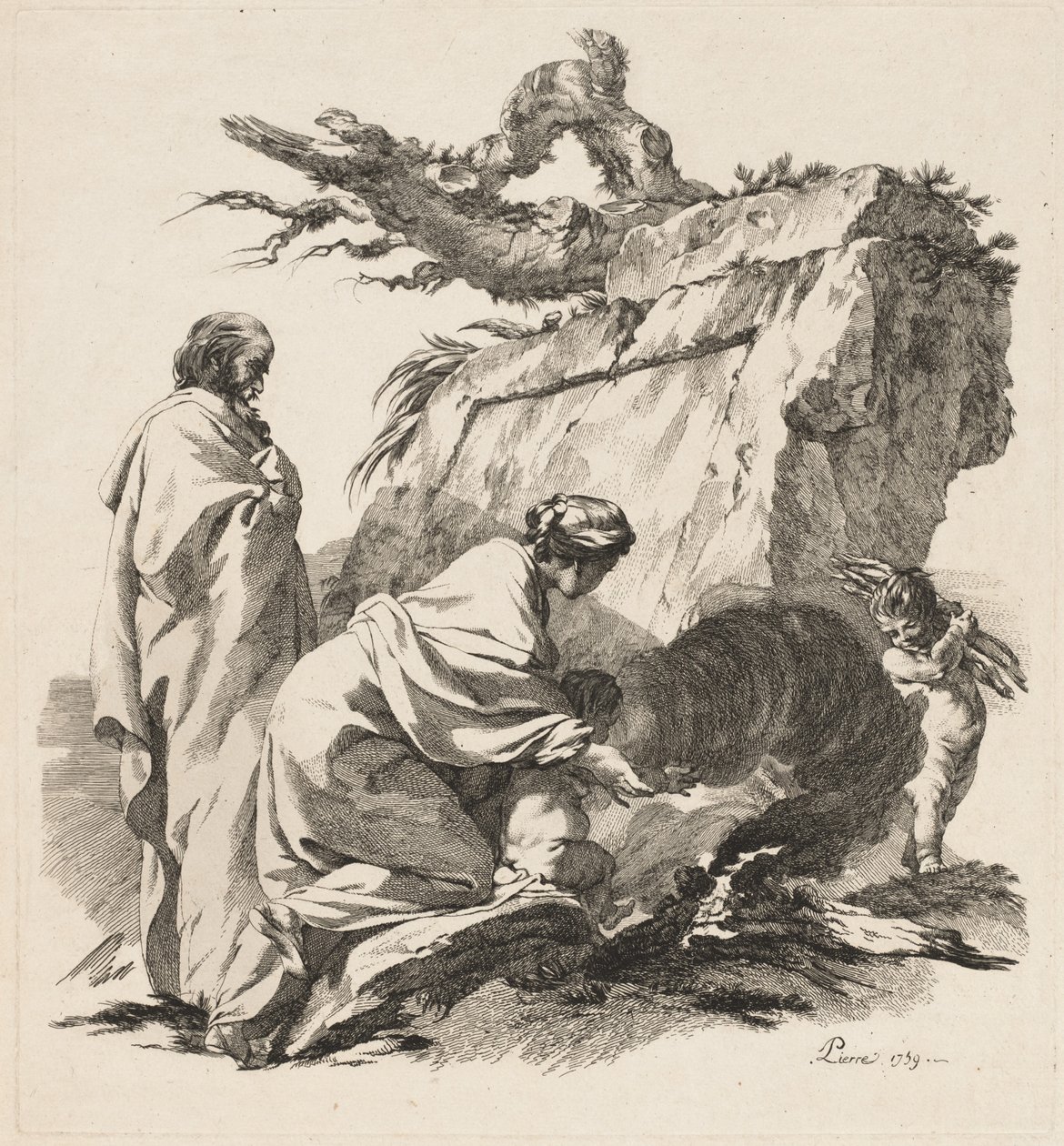 Descanso en la huida a Egipto de Jean Baptiste Marie Pierre