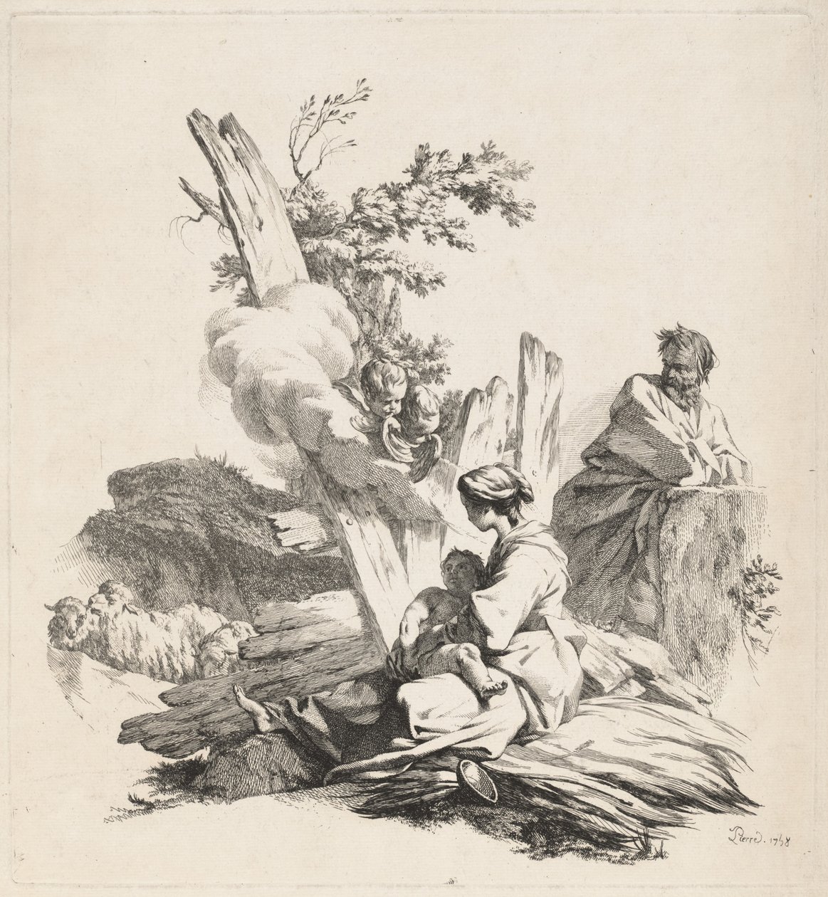 Descanso en la huida a Egipto de Jean Baptiste Marie Pierre