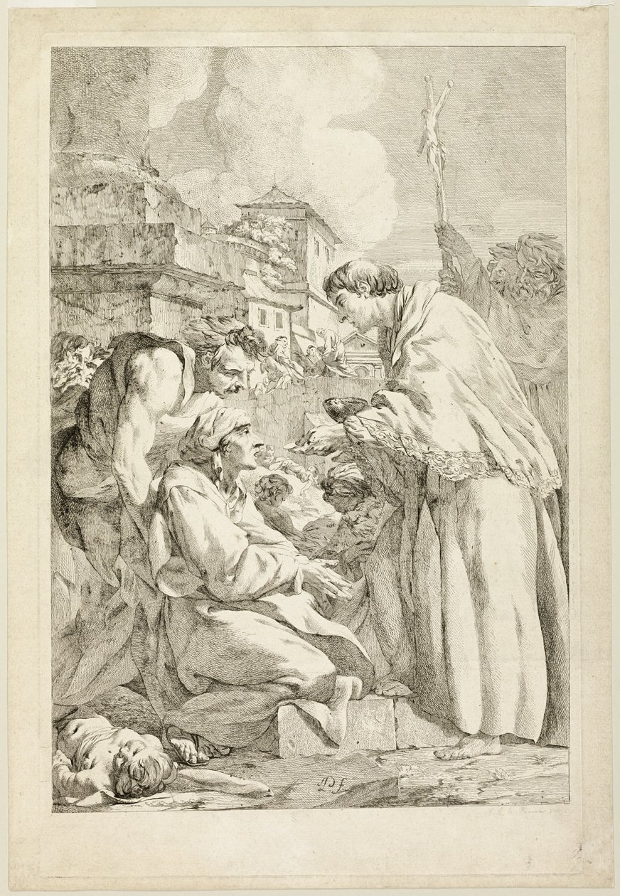 San Carlos Borromeo bendiciendo a los apestados de Jean Baptiste Marie Pierre