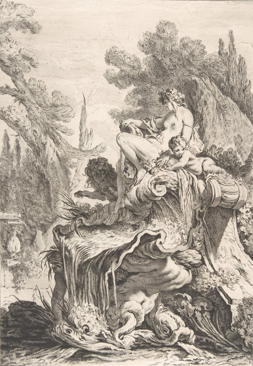 La Ninfa Sentada Une fontaine avec une naïade assise sur une conque, ca. 1740 de Jean Baptiste Marie Pierre