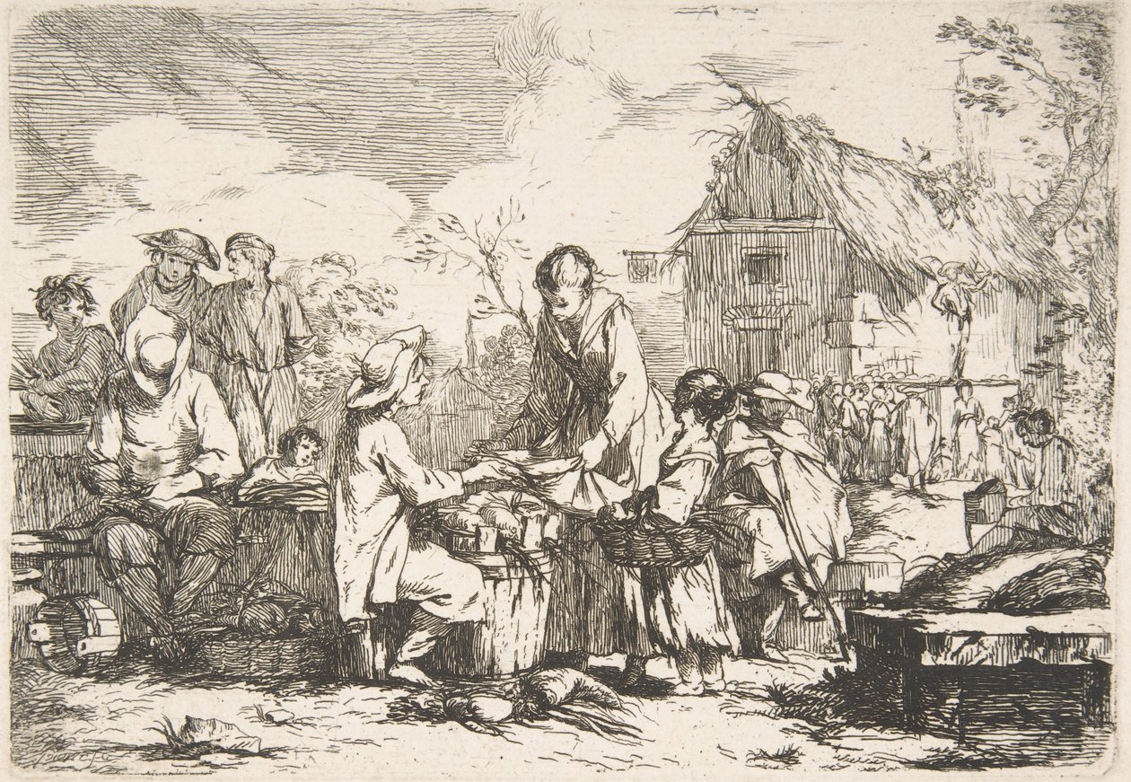 Plaza del mercado del pueblo de Jean Baptiste Marie Pierre