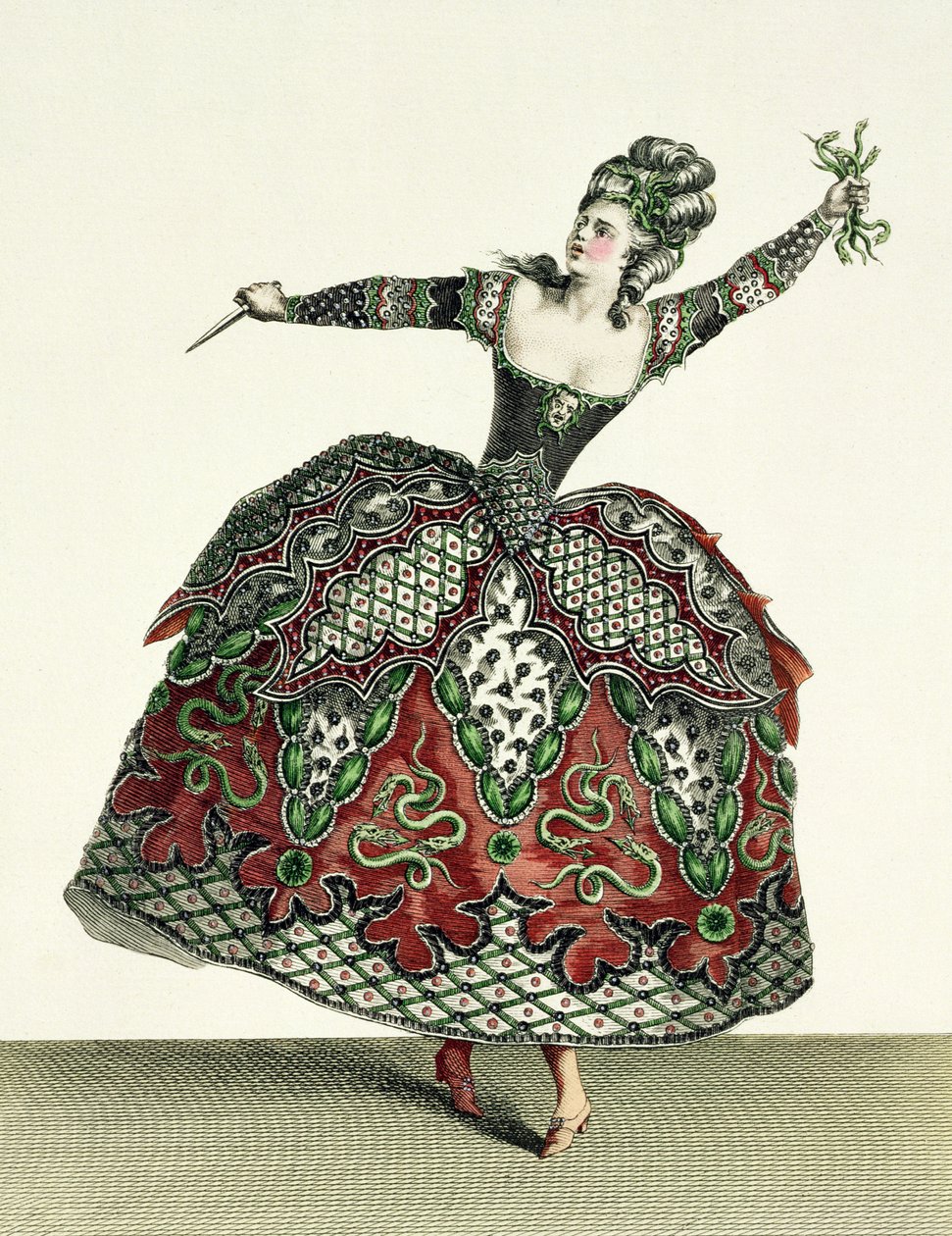 Disfraz de una Furia en Ifigenia en Tauris y varias otras óperas, grabado por René Gaillard (c.1710-90) c.1780 de Jean Baptiste Martin