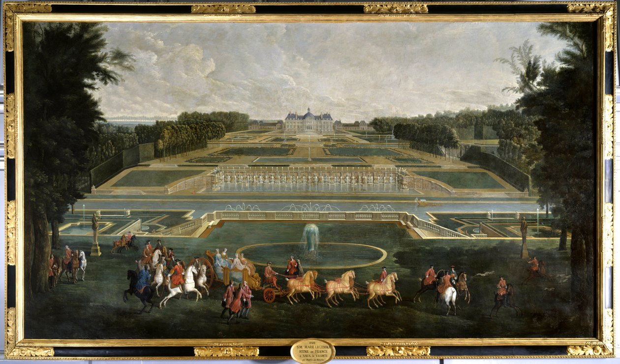 María Leszczynska, Reina de Francia (1703-1768) en los jardines del castillo de Vaux Le Vicomte de Jean Baptiste Martin