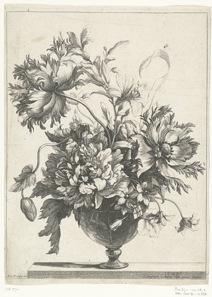 Florero de cristal con flores Jarrones con flores (título de la serie) de Jean Baptiste Monnoyer
