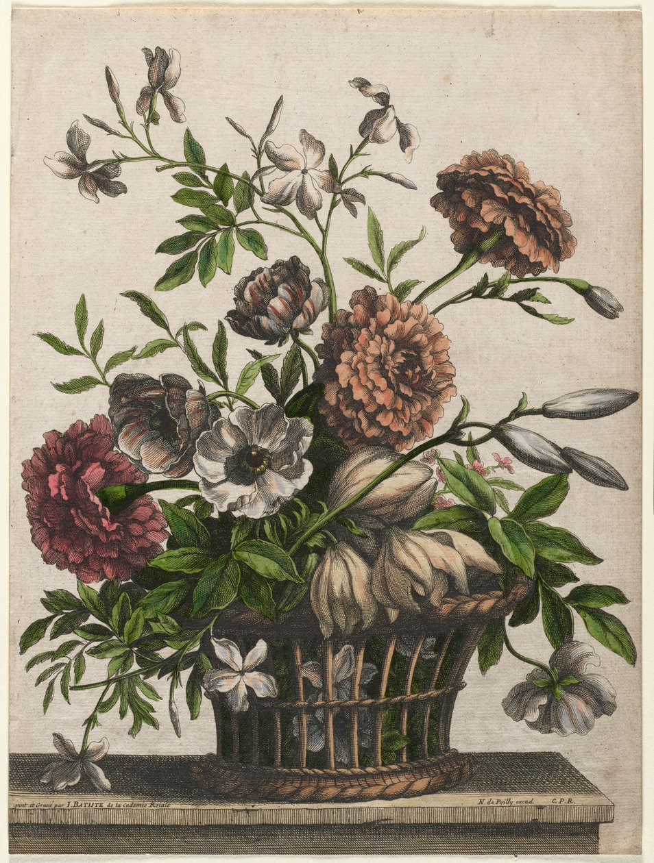 Caléndulas, anémona simple, jazmín de Jean Baptiste Monnoyer I